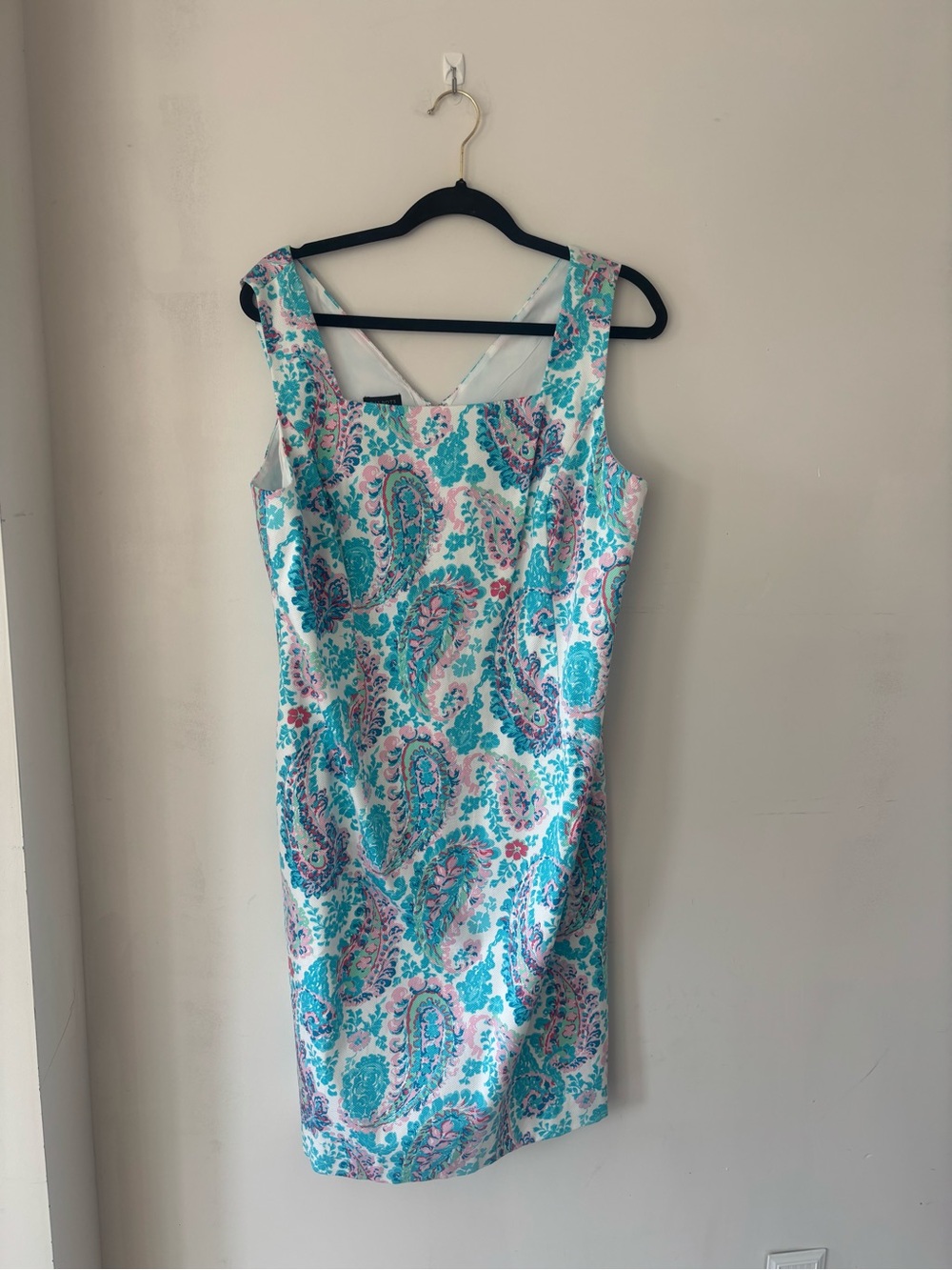 Talbots 14 Blue Floral Sleeveless Dress